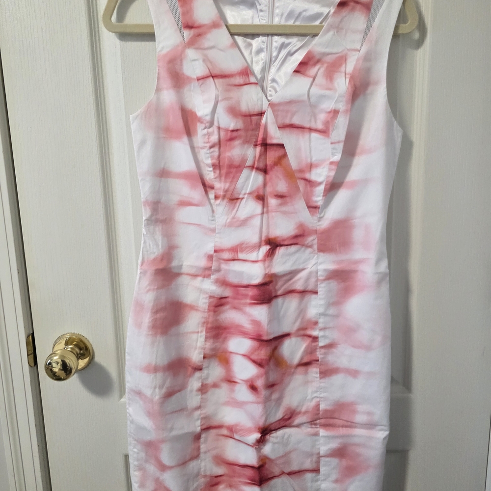 T Tahari Elegant Pink and White Sleeveless Dress